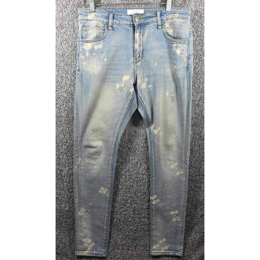 Lifted Anchors Jeans Light‎ Wash Bleached Splatter Skinny - Mens 30